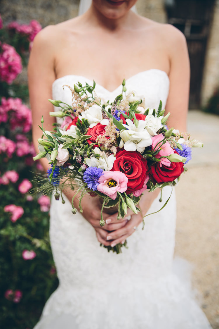 Bouquet Red White Blue Flowers Bride Bridal Great British Tea Party Wedding http://www.kategrayphotography.com/