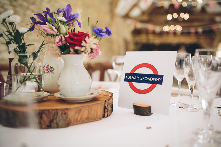 Tube Station Table Names Great British Tea Party Wedding http://www.kategrayphotography.com/