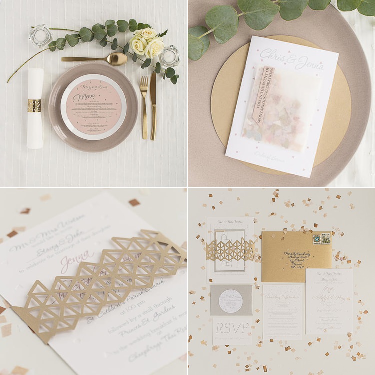 Stationery Blush White Gols Invitation Modern Chic Stylish City Wedding http://photographybymarclawson.com/