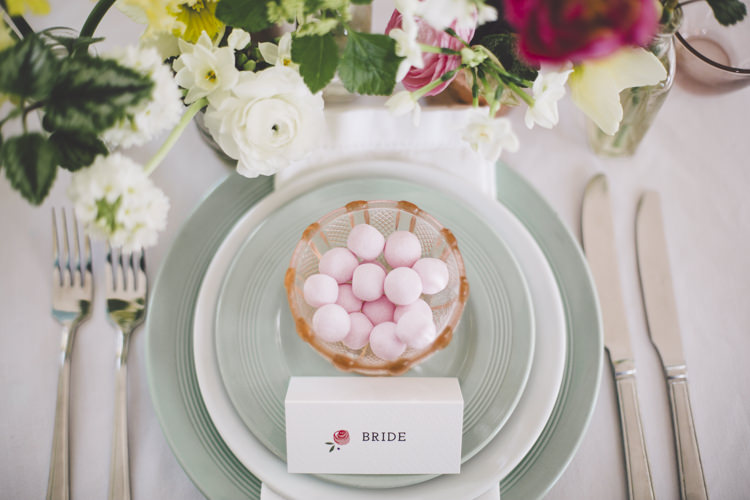 Sweet Favours Bowls Place Setting Spring Time Chic Wedding Ideas http://graceelizabethphotography.com/