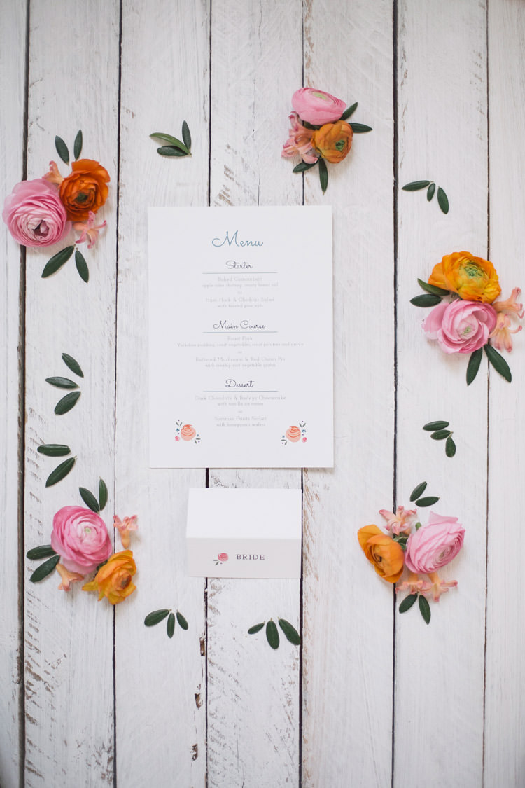 Floral Flower Stationery Menu Spring Time Chic Wedding Ideas http://graceelizabethphotography.com/