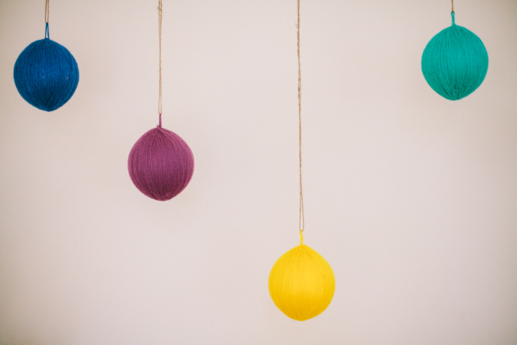 Hanging Pom Poms Baubles Crafty Rainbow Crochet Wool Wedding http://katherinemager.com/