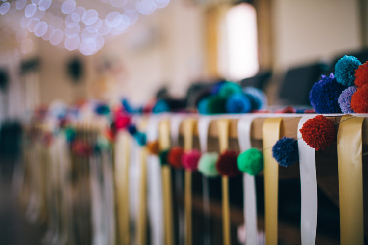 Pom Pom Garland Decor Crafty Rainbow Crochet Wool Wedding http://katherinemager.com/