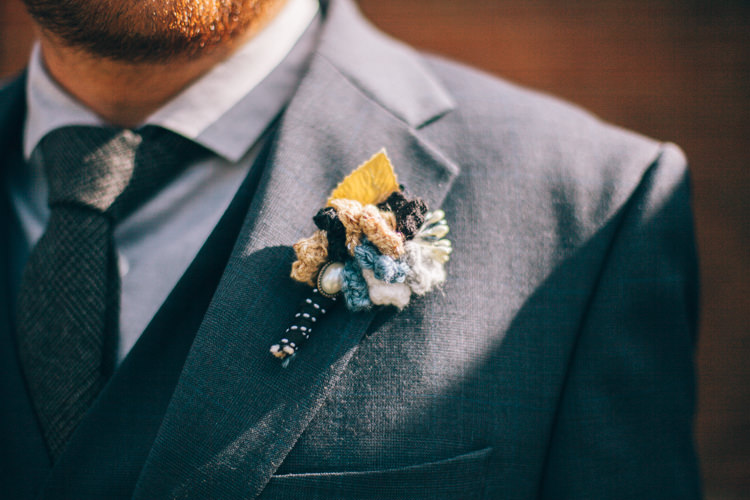 Groom Buttonhole Crafty Rainbow Crochet Wool Wedding http://katherinemager.com/