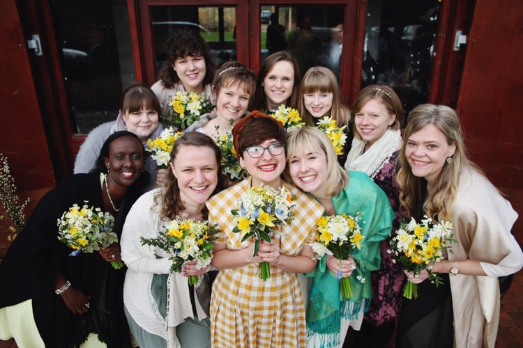Bridesmaids Mismatched Bouquets Home Made Seasonal Cosy Wedding http://hannahtrottphotography.format.com/