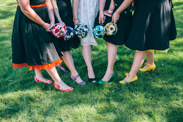 Black Bridesmaid Dresses Bouquets Shoes Bouquets Crafty Rainbow Crochet Wool Wedding http://katherinemager.com/