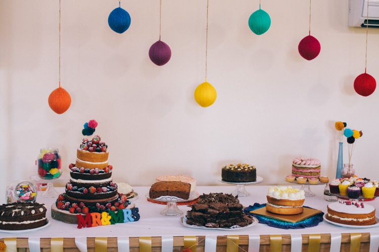 Cake Dessert Table Bake Off Crafty Rainbow Crochet Wool Wedding http://katherinemager.com/