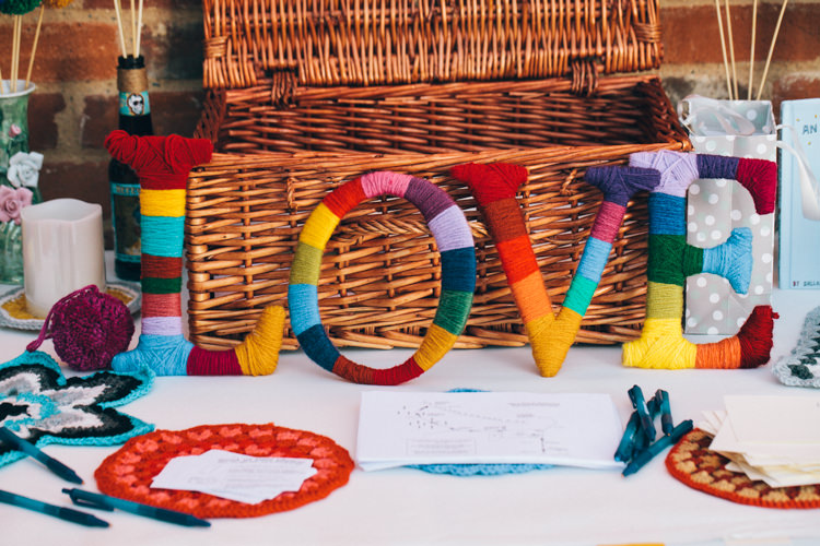 Love Sign Crafty Rainbow Crochet Wool Wedding http://katherinemager.com/