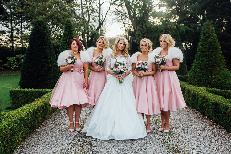 Short Bridesmaid Dresses Stoles Pink Winter Wonderland Wedding http://www.struthphotography.com/