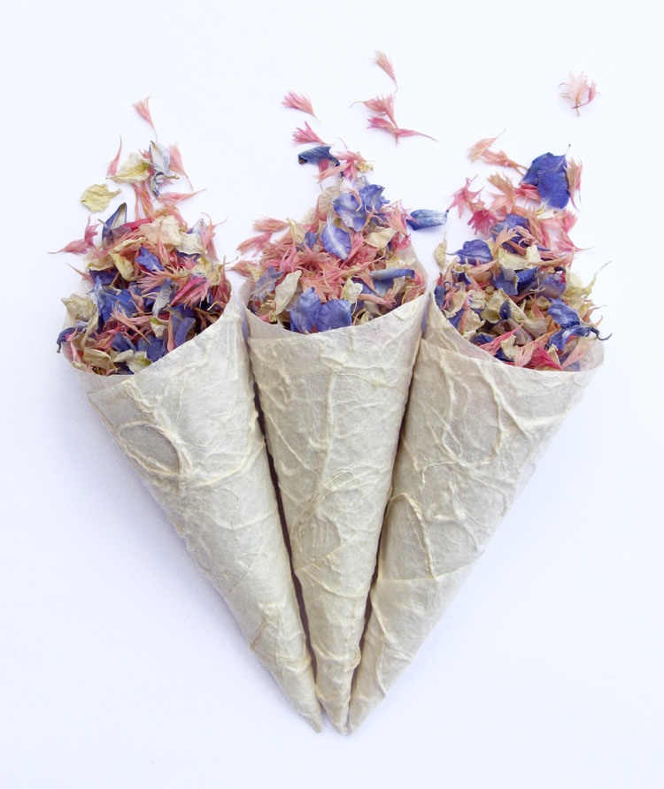 Confetti Cones. Credit- The Real Flower Petal Confetti Company