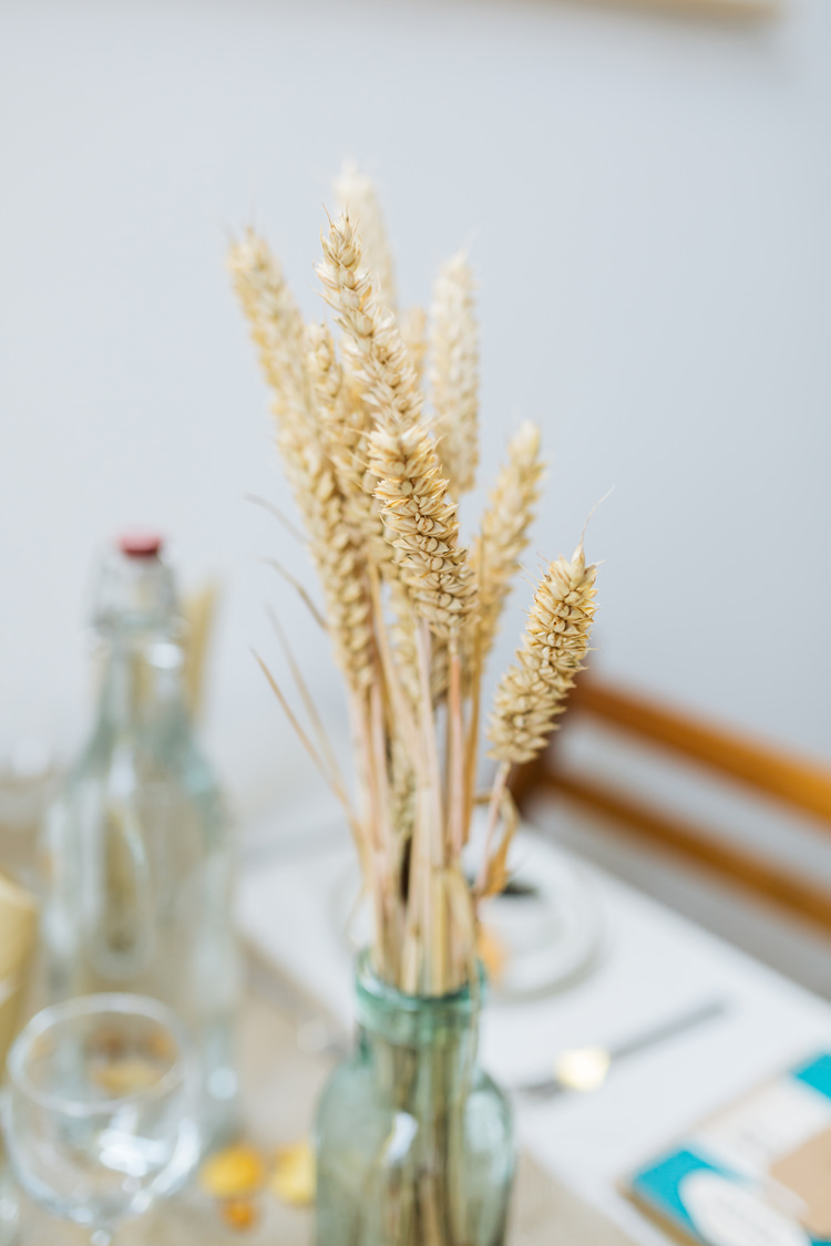 Wheat Bottle Flowers Decor Tables Autumn Literary Hand Made Wedding http://jamesandlianne.com/