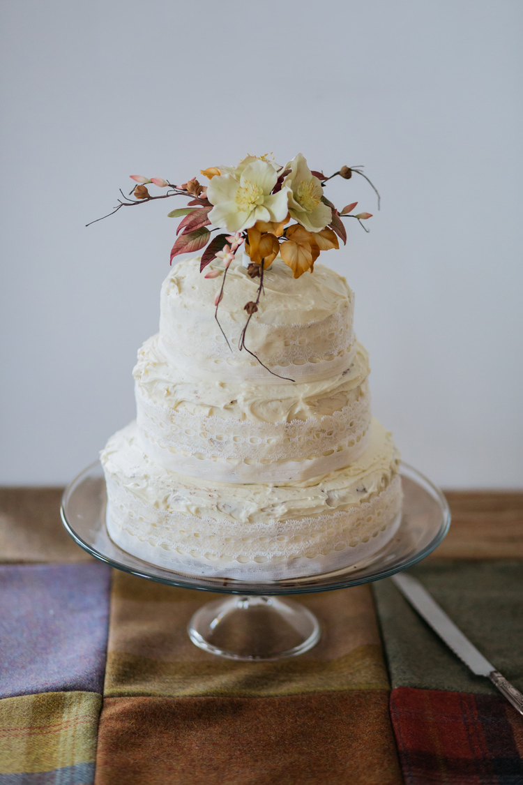 Buttercream Lace Cake Rustic DIY Autumn Literary Hand Made Wedding http://jamesandlianne.com/