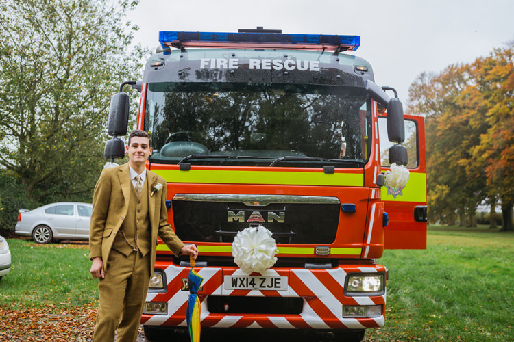 Fire Engine Transport Autumn Literary Hand Made Wedding http://jamesandlianne.com/