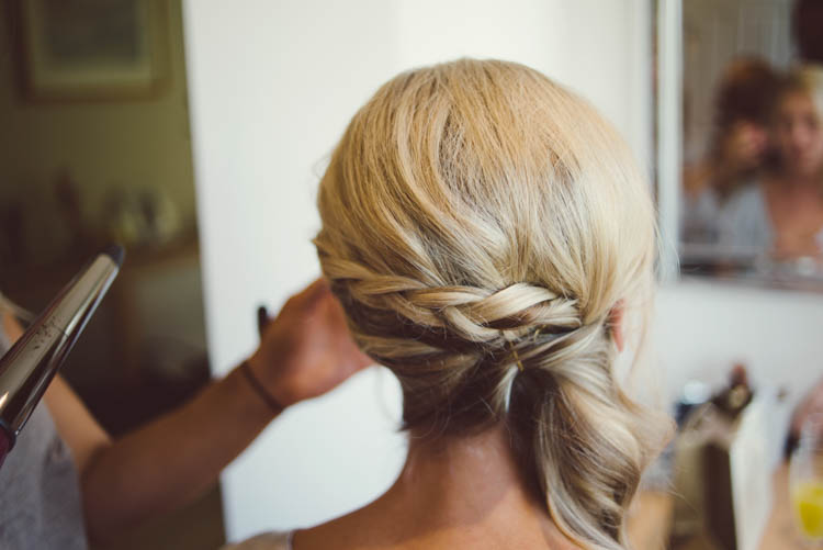 Plait Braid Hair Style Bride Bridal Mint Gold Peach Summer Marquee Wedding http://elizaclaire.com