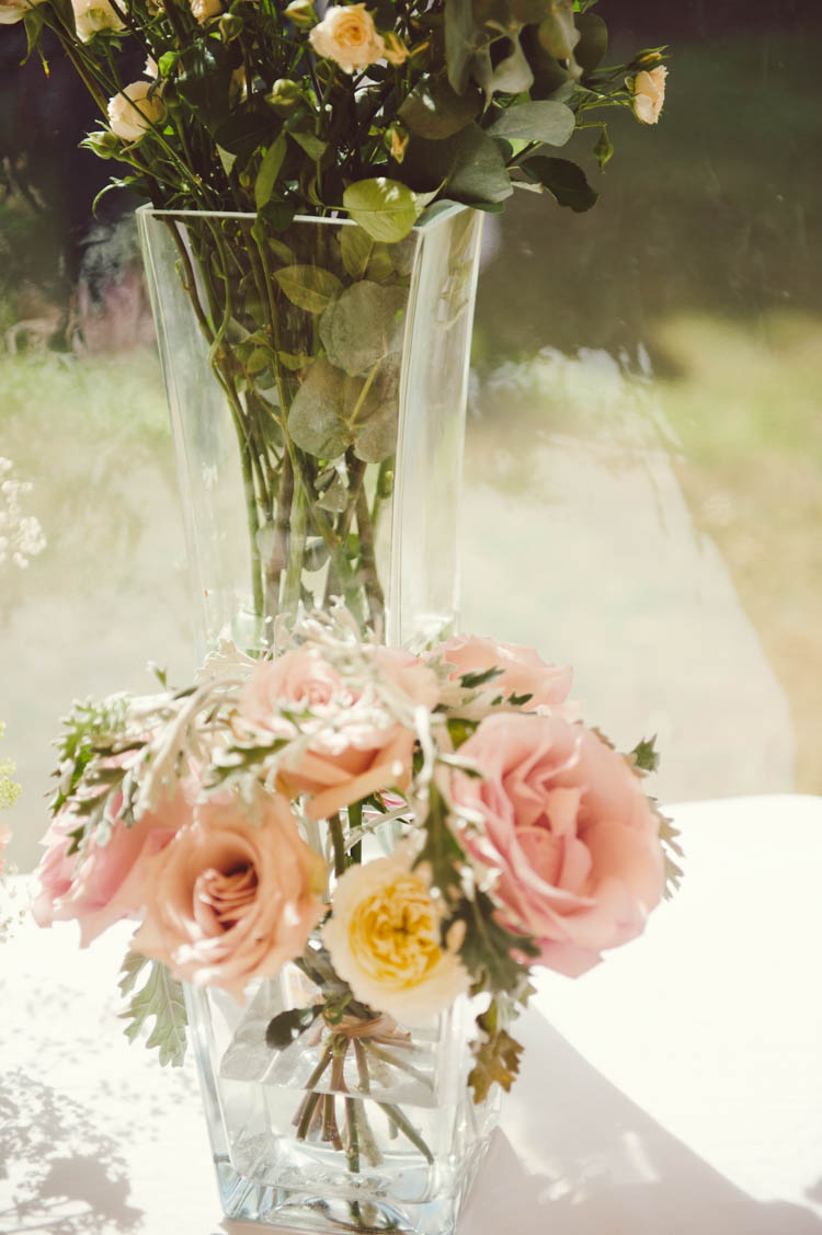 Vase Flowers Mint Gold Peach Summer Marquee Wedding http://elizaclaire.com