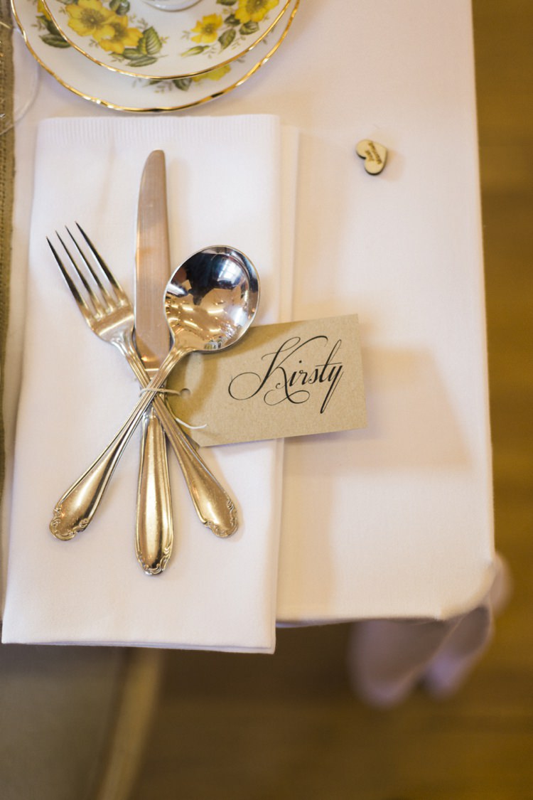 Luggage Tag Calligraphy Place Name Setting Bohemian Loch Pine Forest Wedding http://solenphotography.co.uk/