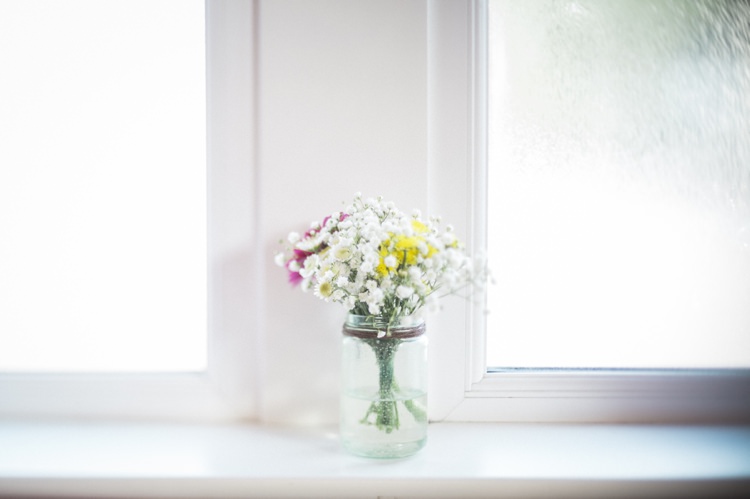 Jar Flowers Bohemian Loch Pine Forest Wedding http://solenphotography.co.uk/