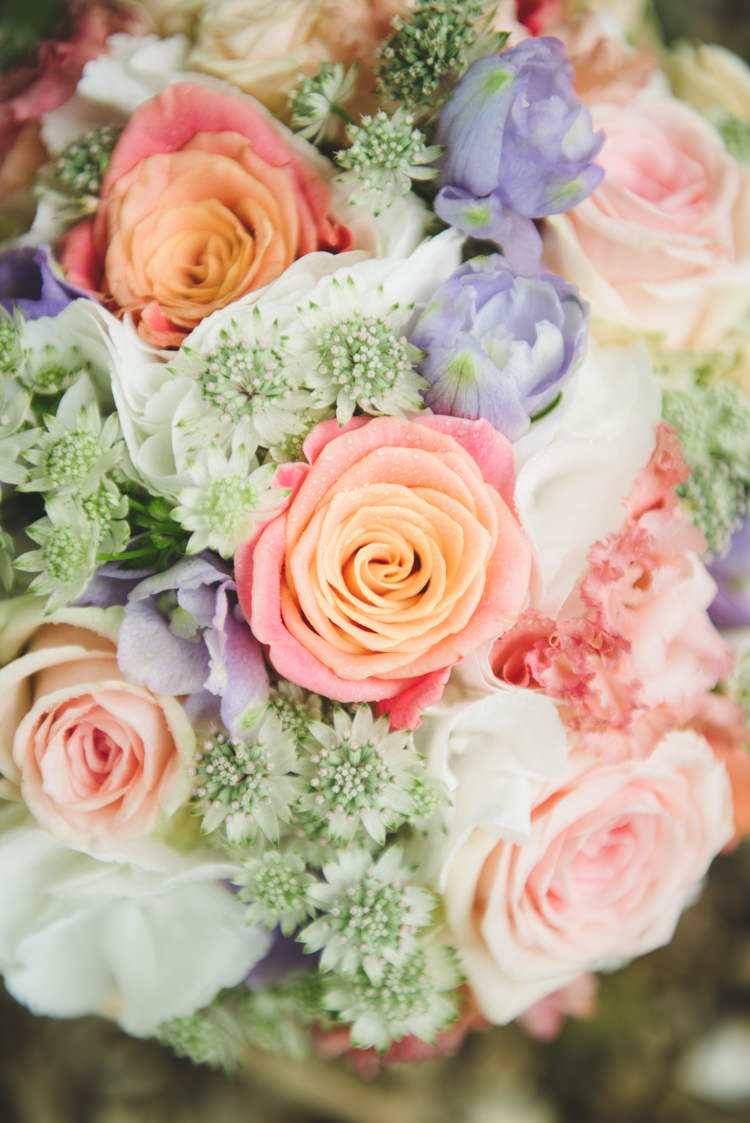Peach Rose Coral Purple Lilac Flowers Bouquet Pretty Pastel Sparkly Wedding https://www.georgimabee.com/