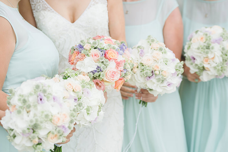 Green Blue Pink Lilac Bouquets Flowers Bride Bridal Bridesmaids Pretty Pastel Sparkly Wedding https://www.georgimabee.com/