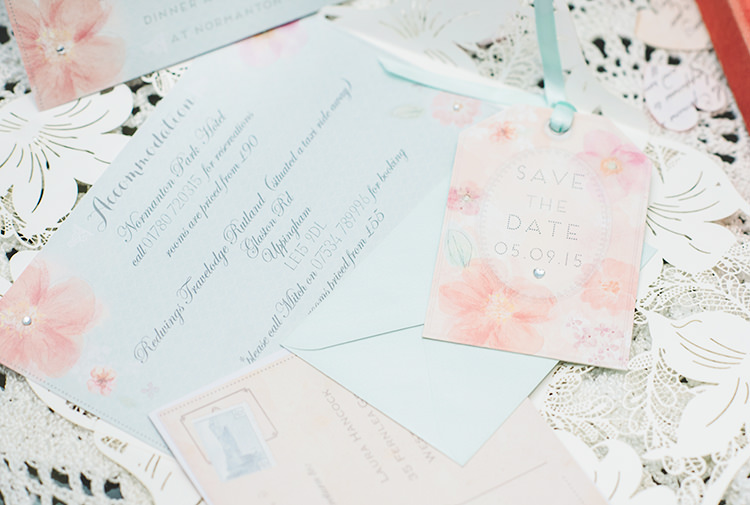 Floral Stationery Invitations Pretty Pastel Sparkly Wedding https://www.georgimabee.com/