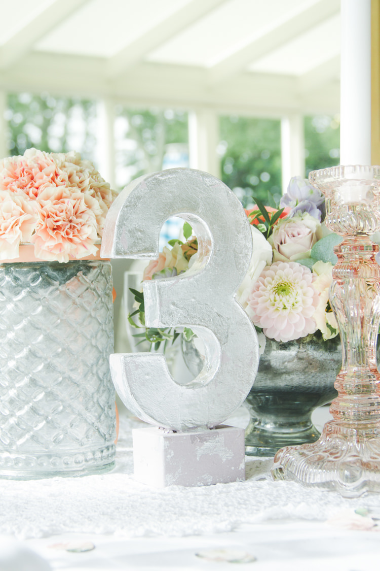 Silver Metallic Table Number Decor Pretty Pastel Sparkly Wedding https://www.georgimabee.com/