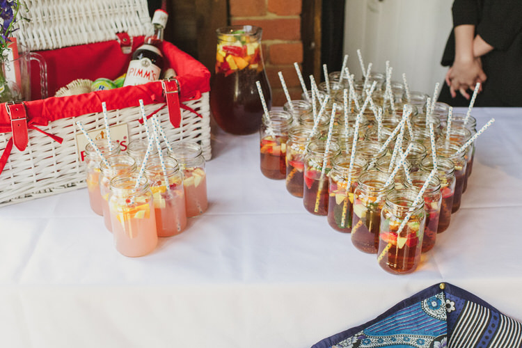 Jar Drinks Pretty Blue Country Barn Spring Wedding http://karenflowerphotography.com/