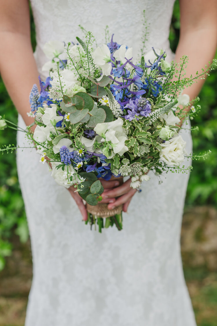 Bouquet Flowers Bride Bridal White Fresh Pretty Blue Country Barn Spring Wedding http://karenflowerphotography.com/