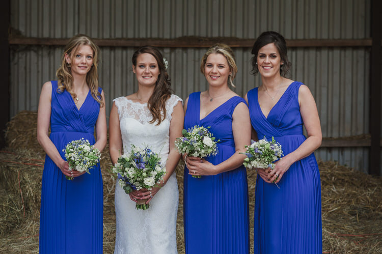 Long Blue Bridesmaid Dresses Pretty Blue Country Barn Spring Wedding http://karenflowerphotography.com/