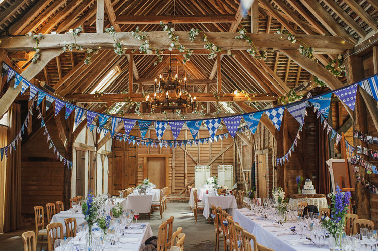 Bunting Pretty Blue Country Barn Spring Wedding http://karenflowerphotography.com/