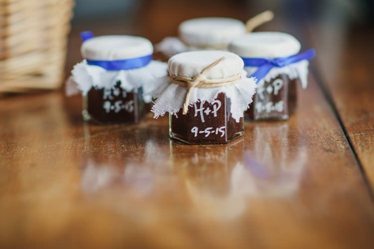 Jam Favours Pretty Blue Country Barn Spring Wedding http://karenflowerphotography.com/