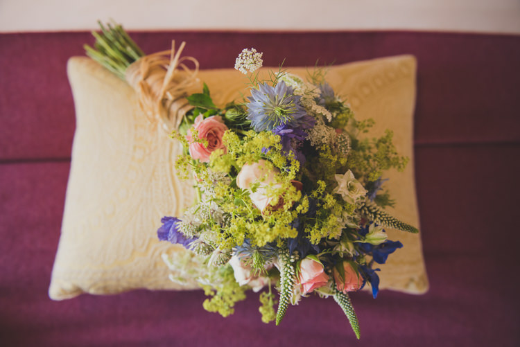 Bouquet Blue Pink Green Flowers Victorian Railway Station Wedding http://annamorganphotography.co.uk/