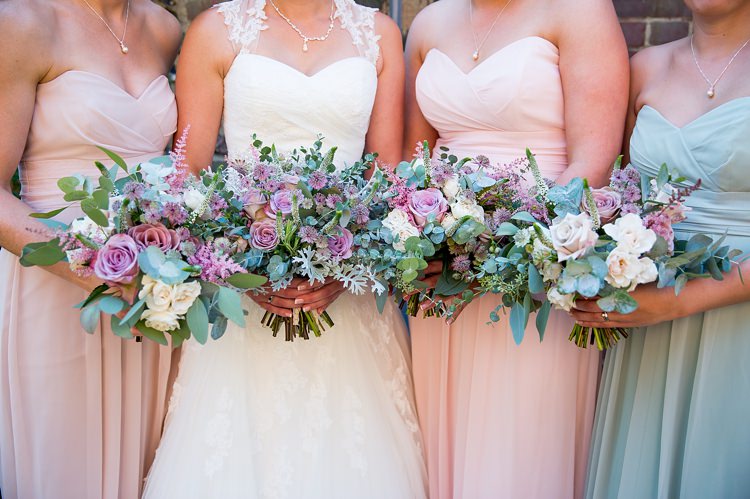 Bridesmaid Bouquets Flowers Pink Foliage Greenery Pastel Country Garden Wedding http://www.katherineashdown.co.uk/