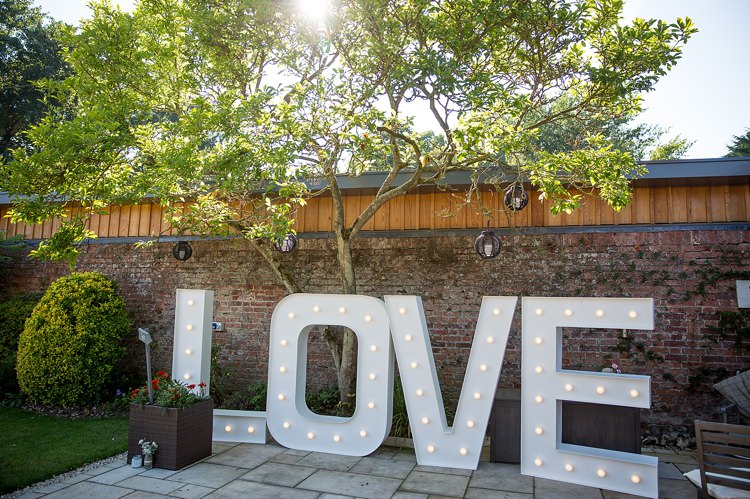 LOVE Letter Lights Pastel Country Garden Wedding http://www.katherineashdown.co.uk/