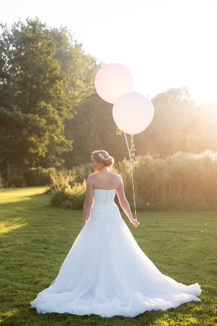 Balloons Bride Pronovias Lace Tulle Gown Dress Bridal Pastel Country Garden Wedding http://www.katherineashdown.co.uk/