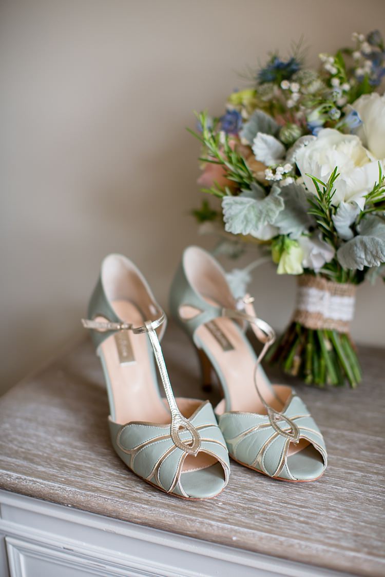 Green T Bar Rachel Simpson Peep Toe Shoes Bride Bridal Natural Soft Stylish Luxe Wedding http://www.katherineashdown.co.uk/