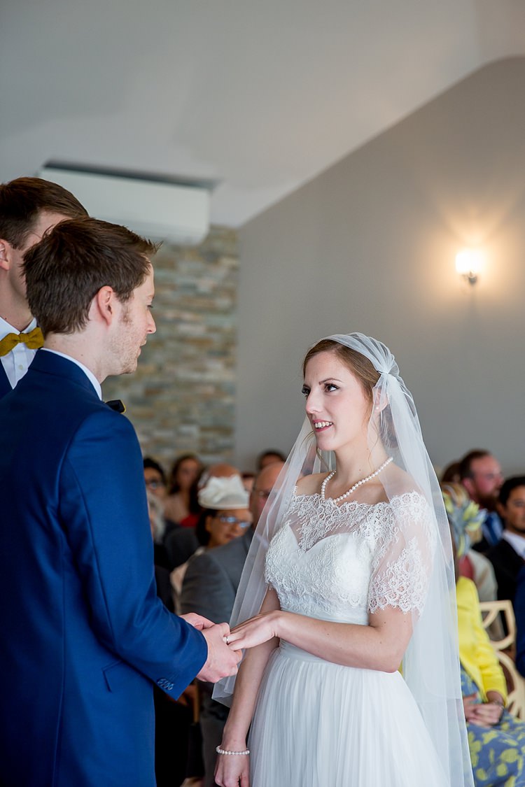 Juliet Cap Veil Bride Bridal Floral Mustard Boathouse Wedding http://www.katherineashdown.co.uk/