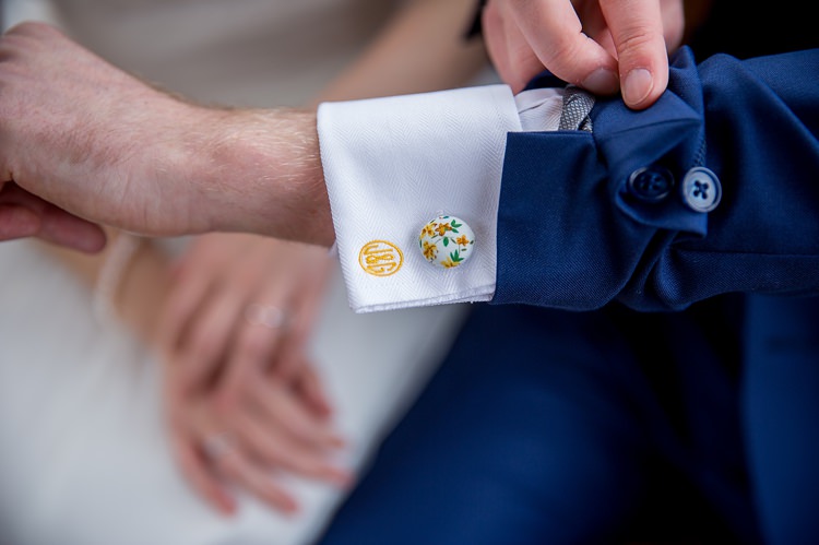 Cufflinks Groom Floral Mustard Boathouse Wedding http://www.katherineashdown.co.uk/