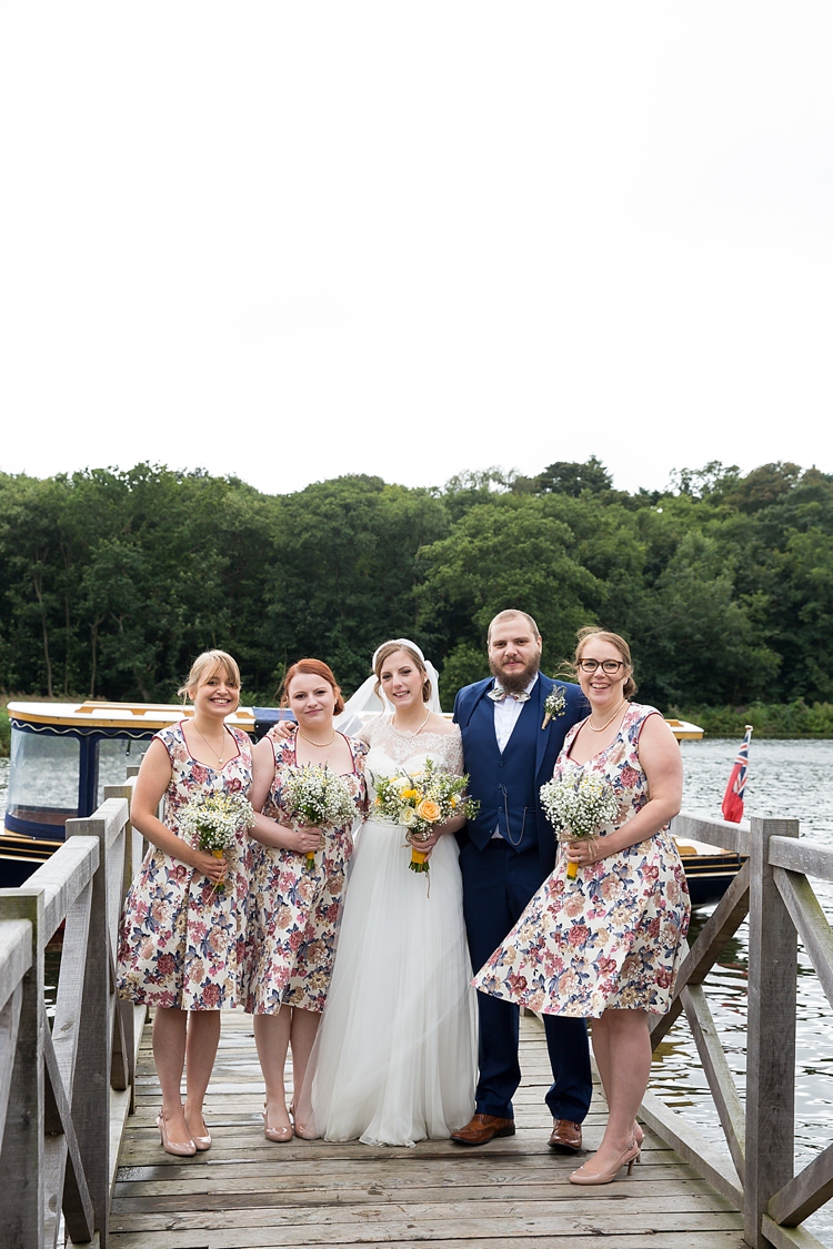 1950s Bridesmaid Dresses Floral Mustard Boathouse Wedding http://www.katherineashdown.co.uk/