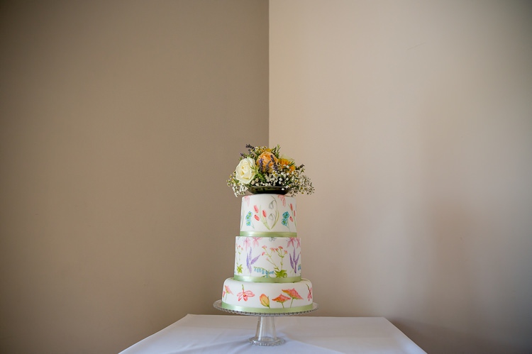 Painted Illustrated Cake Floral Mustard Boathouse Wedding http://www.katherineashdown.co.uk/