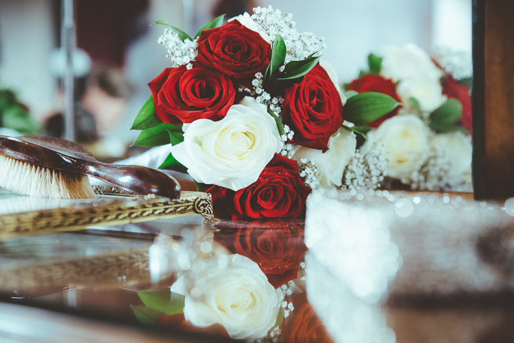 Red White Rose Bouquet Bride Bridal Flowers Alternative Vintage Glamorous Wedding www.photo.shuttergoclick.com