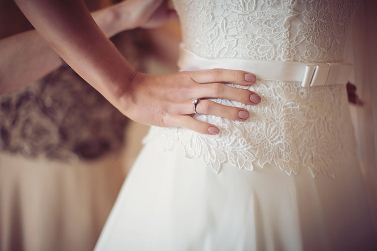 Lace Bow Belt Dress Gown Bride Bridal Neutral Nails Alpine Winter Christmas Wedding http://www.tireedawson.co.uk/