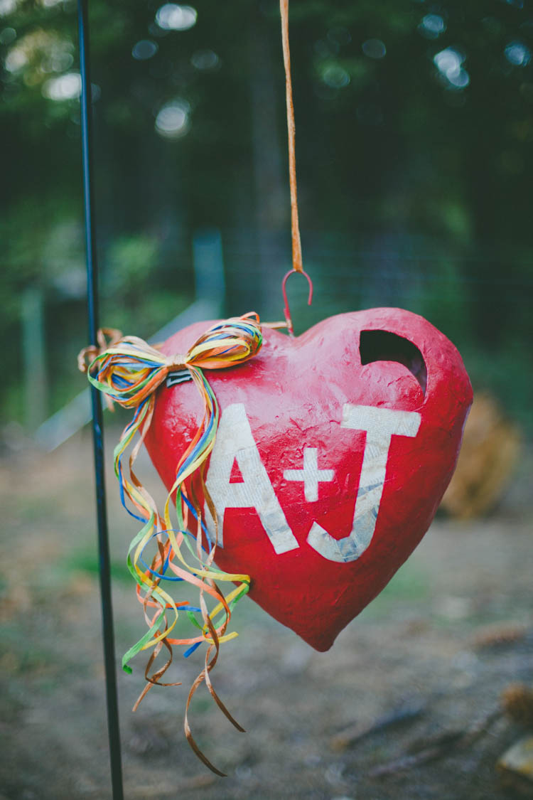Anniversary Pinata Guest Book Heart Initials Farmer's Wedding Forest http://www.lenkalandphotography.com/