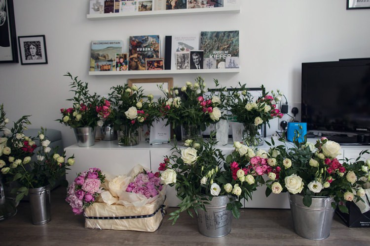 Flowers Buckets DIY Bright Fun Pink Peonies Wedding http://assassynation.co.uk/