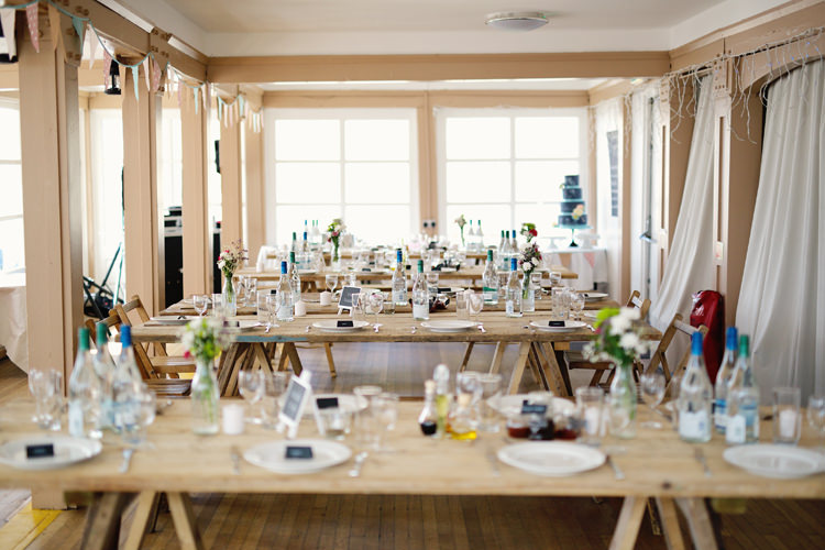 Trestle Tables Decor Informal Hand Made Beach Wedding http://www.lydiastampsphotography.com/