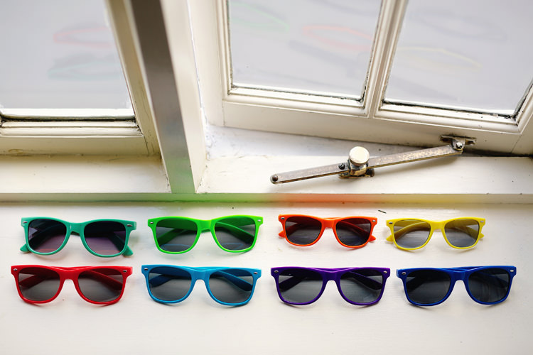 Sunglassses Fresh Fun Rainbow Garden Wedding http://www.lydiastampsphotography.com/