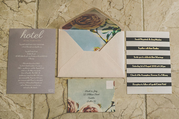 Stationery Invitations Floral Gold Chilled Stylish Countryside Wedding http://mementophotography.ie/