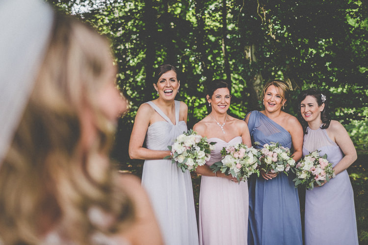 Mismatched Bridesmaids Blue Purple Chilled Stylish Countryside Wedding http://mementophotography.ie/