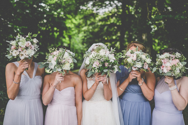 Bridesmaids Bouquets White Pink Green Flowers Chilled Stylish Countryside Wedding http://mementophotography.ie/