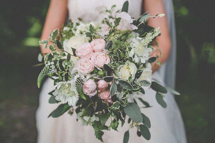 Bouquet Flowers Bride Bridal Rose Pink Ivory Greenery Foliage Chilled Stylish Countryside Wedding http://mementophotography.ie/
