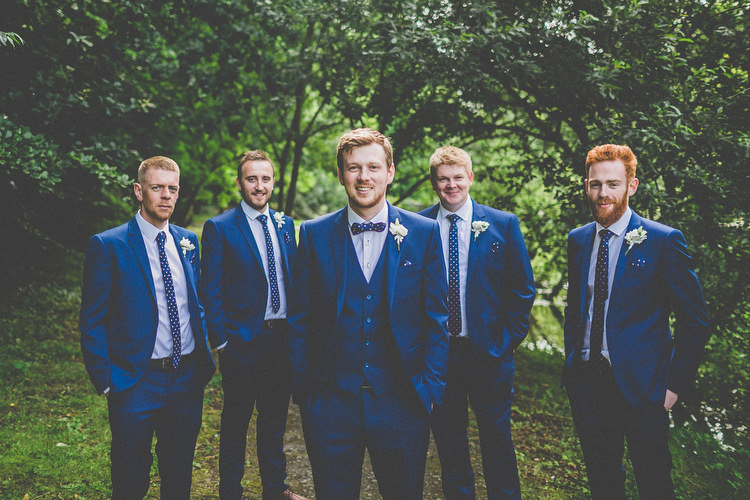 Navy Blue Suits Bow Ties Polka Dot Chilled Stylish Countryside Wedding http://mementophotography.ie/